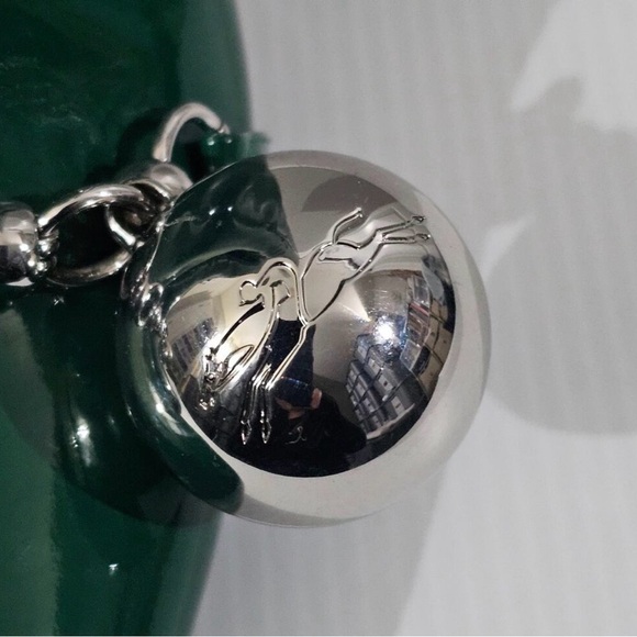 Long Champ Green Patent Heeled Boots with Silver Chain - Picture 5 of 5